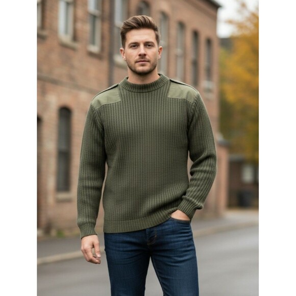 NWT US Military DSCP Sweater Mens 42 Army Green Valor Collection Wool Commando - Picture 1 of 13
